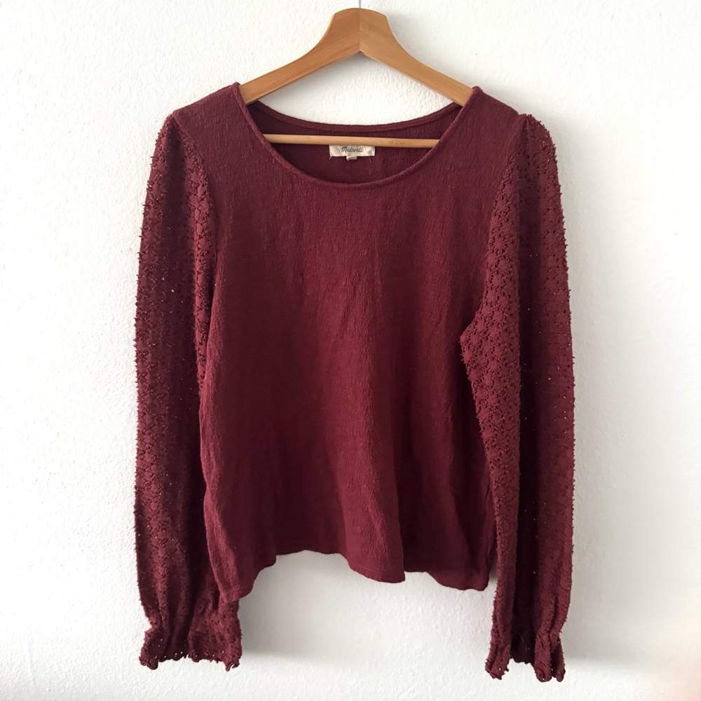 Madewell Elegant Burgundy Women's Long Sleeve Top Medium